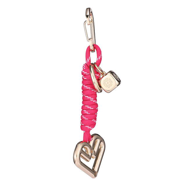 Charm Enso Para Bolsa Llavero Corazón Dije Dado Rosa Dorado