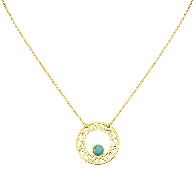 Collar y Dije de Acero Inoxidable Enso IC Para Mujer EIC252475G Color Dorado