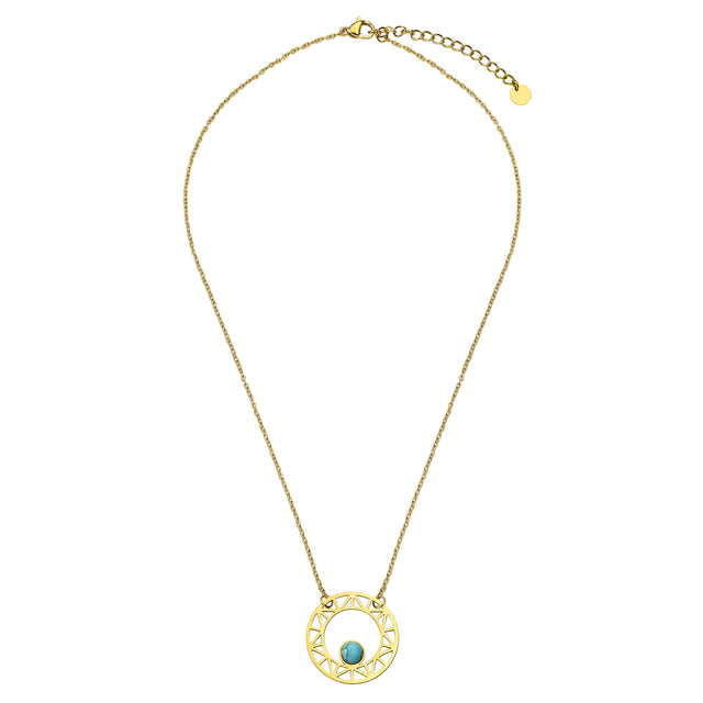 Collar y Dije de Acero Inoxidable Enso IC Para Mujer EIC252475G Color Dorado