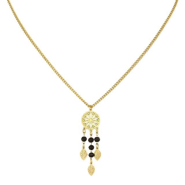 Collar y Dije de Acero Inoxidable Enso IC Para Mujer EIC252476G Color Dorado