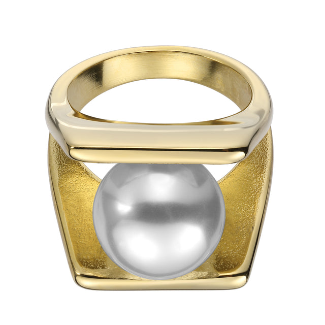 Anillo de Acero Inoxidable Enso para Dama EICB232126G Dorado