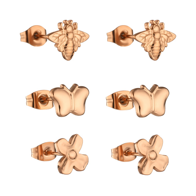 Set de Aretes de Acero Inoxidable Enso Para Mujer EJE3385R Rosado