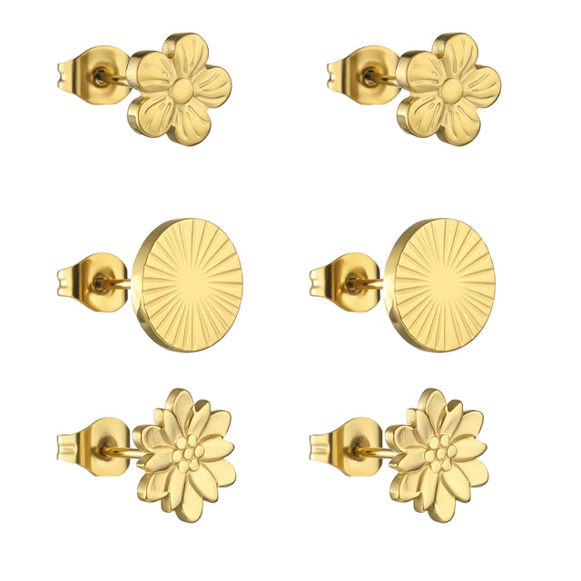 Set de Aretes de Acero Inoxidable Enso Para Mujer EJE3387G Dorado