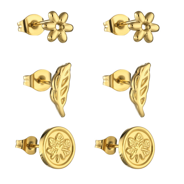 Set de Aretes de Acero Inoxidable Enso Para Mujer EJE3388G Dorado