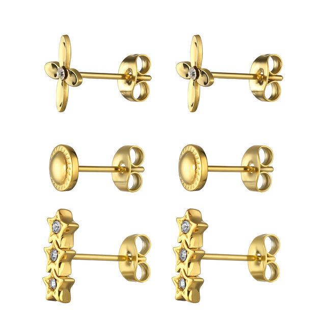 Set de Aretes de Acero Inoxidable Enso Para Mujer EJE3389G Dorado