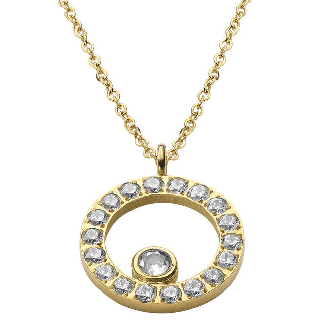 Collar y Dije de Acero Inoxidable Enso Para Mujer EJN3394G Dorado