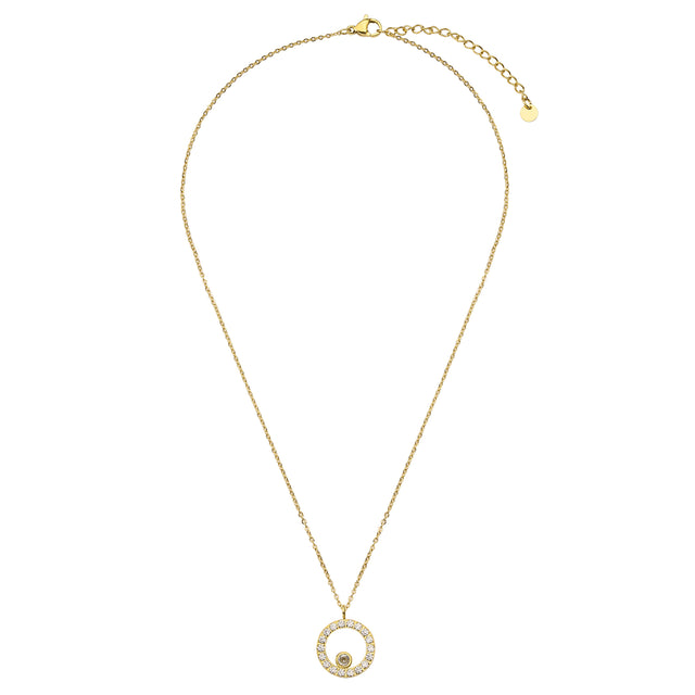 Collar y Dije de Acero Inoxidable Enso Para Mujer EJN3394G Dorado