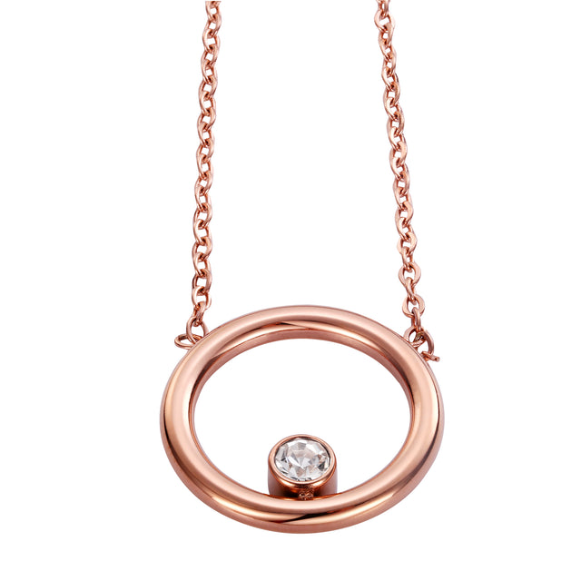 Collar y Dije Enso Para Mujer EJN3446R Rosado