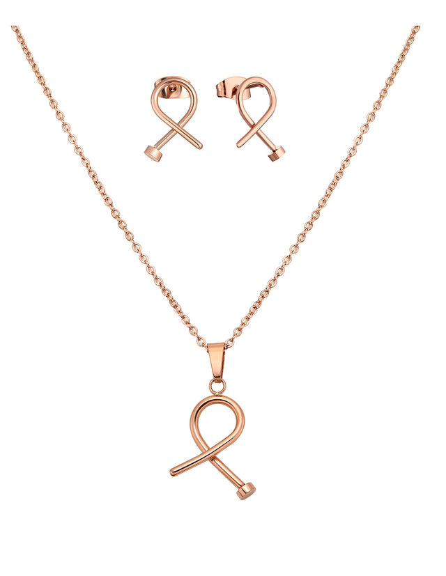 Set de Collar y Aretes Enso Acero Inoxidable Mujer EJS3334R color Oro Rosa