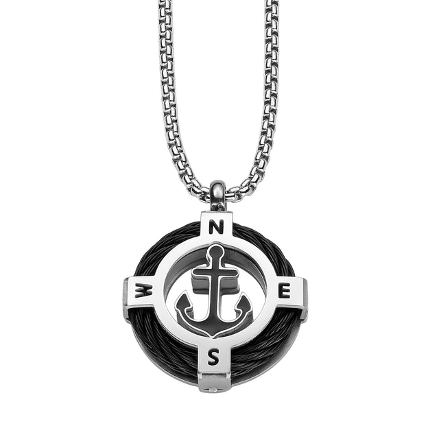 Collar y Dije Enso Para Hombre EMN143B Color Negro