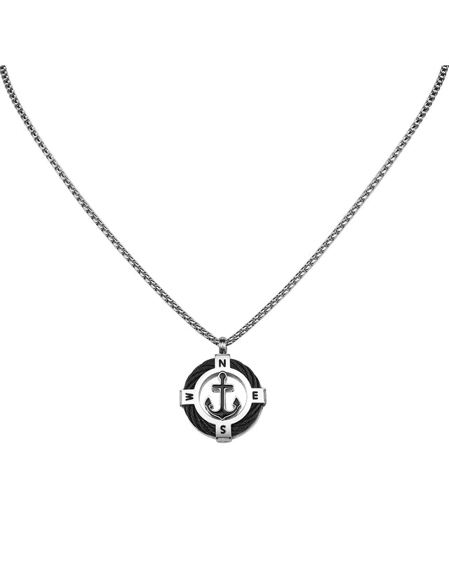 Collar y Dije Enso Para Hombre EMN143B Color Negro