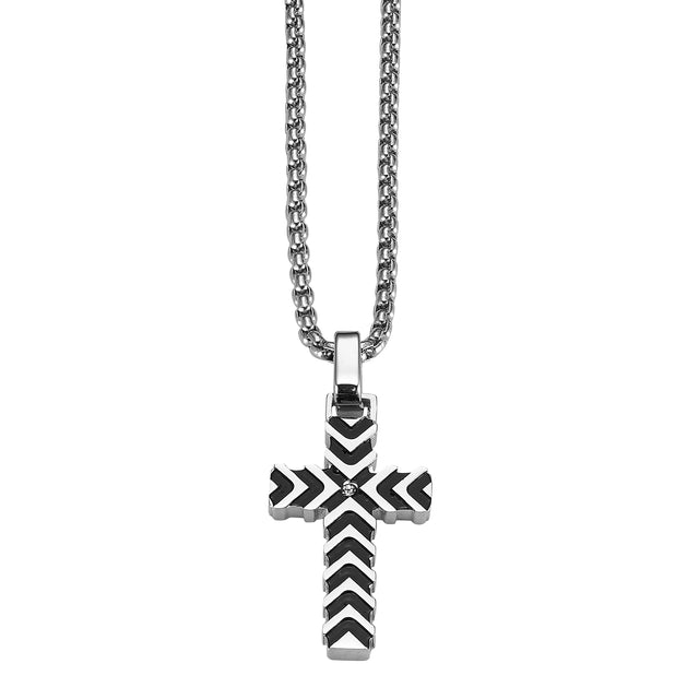 Collar Enso Hombre Beveled Cross EMN275S Acero