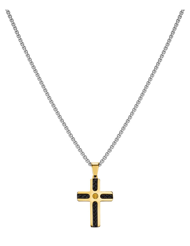 Collar Enso Hombre Cross Gold Inlay EMN312G Dorado