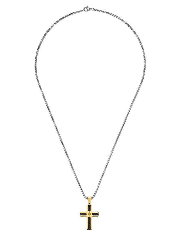 Collar Enso Hombre Cross Gold Inlay EMN312G Dorado