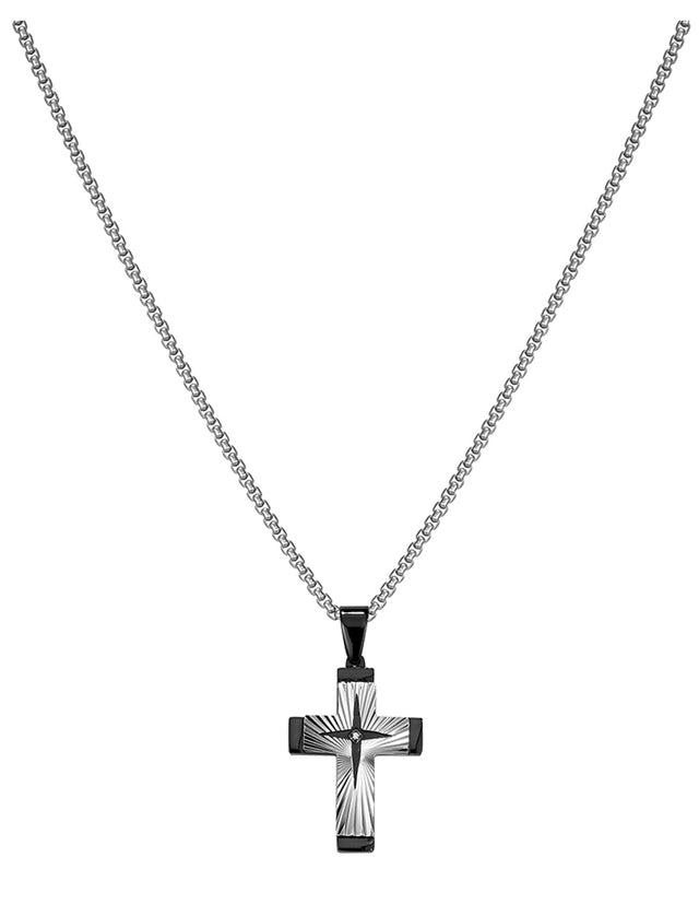 Collar Enso Hombre Cross Dark Engraved EMN318S Acero