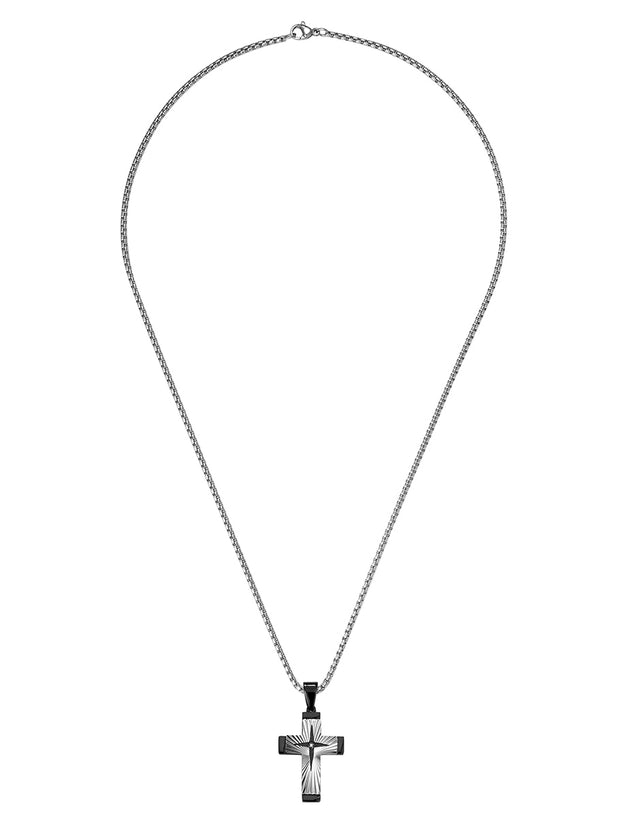Collar Enso Hombre Cross Dark Engraved EMN318S Acero
