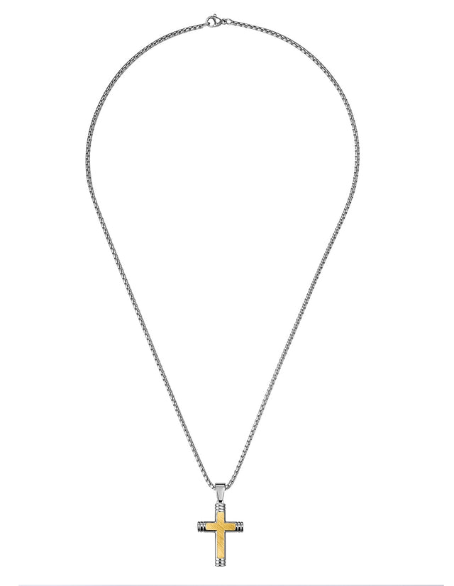 Collar Enso Hombre Cross Bar Two Tone EMN320G Dorado