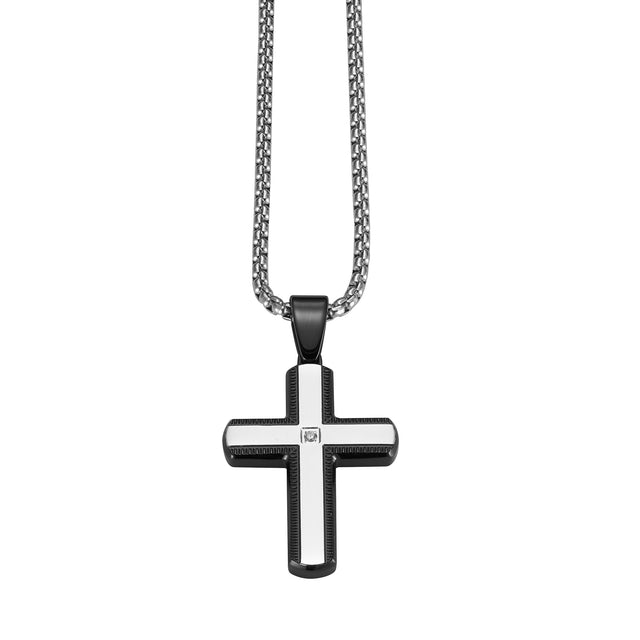 Collar Enso Hombre Cross Outline EMN322S Acero