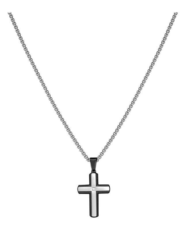 Collar Enso Hombre Cross Outline EMN322S Acero