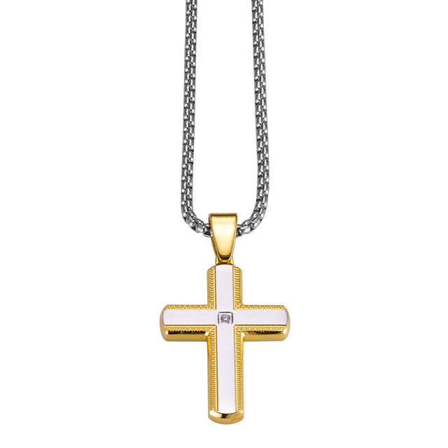 Collar Enso Hombre Cross Outline Gold EMN323G Dorado