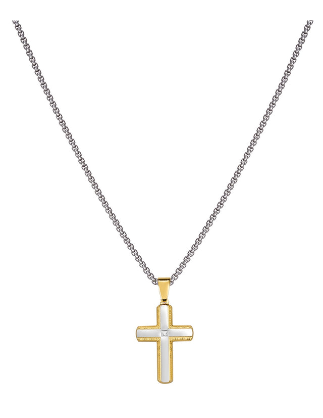 Collar Enso Hombre Cross Outline Gold EMN323G Dorado