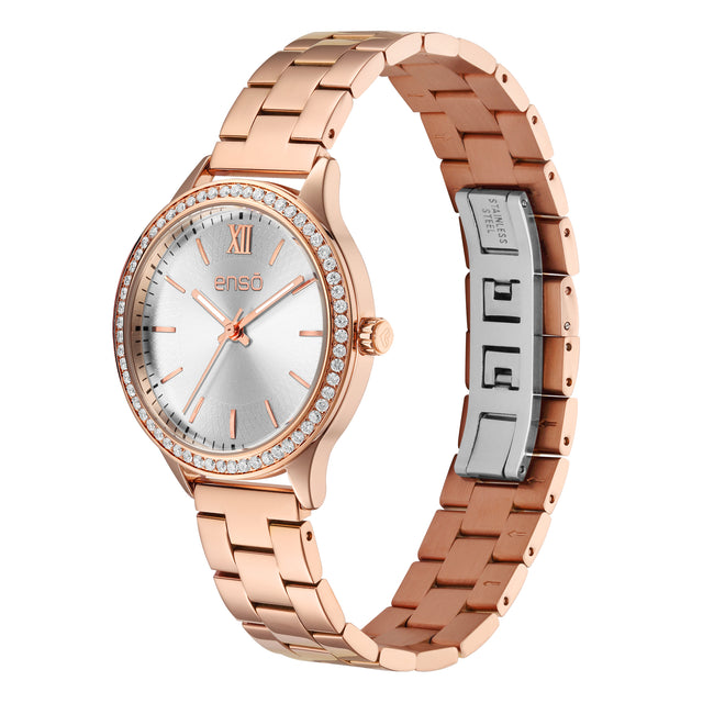 Reloj de Pulsera Enso Para Mujer EW2521L1 Acero Color Oro Rosa