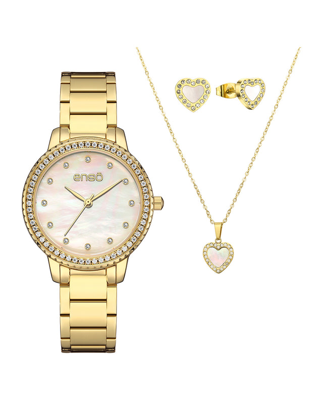 Set de Reloj y Joyería Enso Para Mujer EWBSL12 Color Dorado
