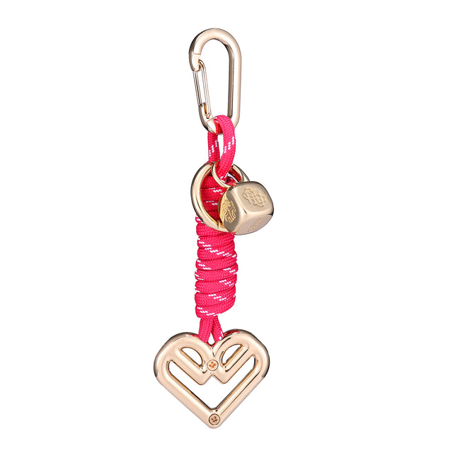 Charm Enso Para Bolsa Llavero Corazón Dije Dado Rosa Dorado