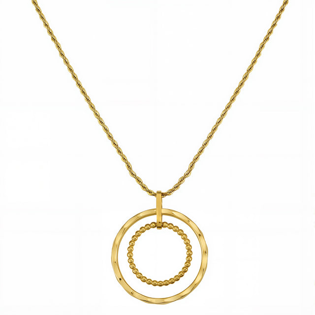 Collar y Dije de Acero Inoxidable Enso IC Para Mujer EIC252469G Color Dorado