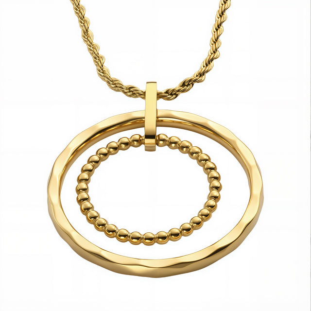 Collar y Dije de Acero Inoxidable Enso IC Para Mujer EIC252469G Color Dorado