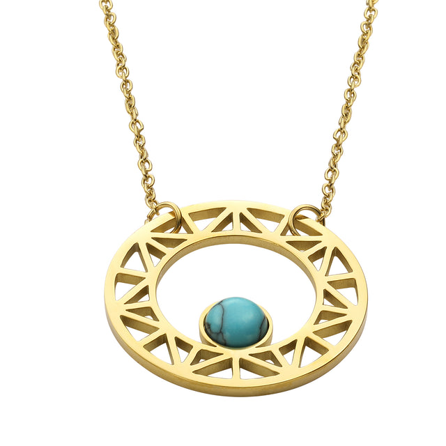 Collar y Dije de Acero Inoxidable Enso IC Para Mujer EIC252475G Color Dorado
