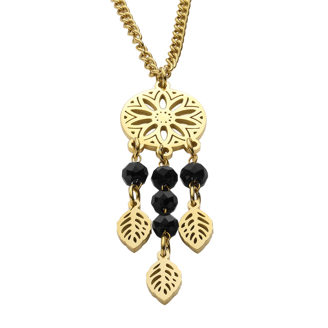 Collar y Dije de Acero Inoxidable Enso IC Para Mujer EIC252476G Color Dorado