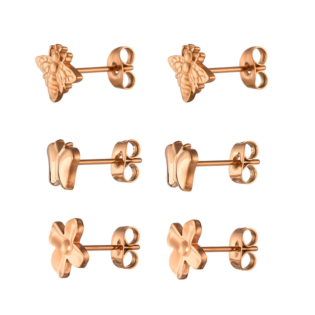 Set de Aretes de Acero Inoxidable Enso Para Mujer EJE3385R Rosado