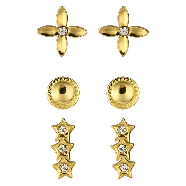 Set de Aretes de Acero Inoxidable Enso Para Mujer EJE3389G Dorado