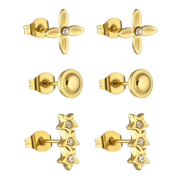 Set de Aretes de Acero Inoxidable Enso Para Mujer EJE3389G Dorado