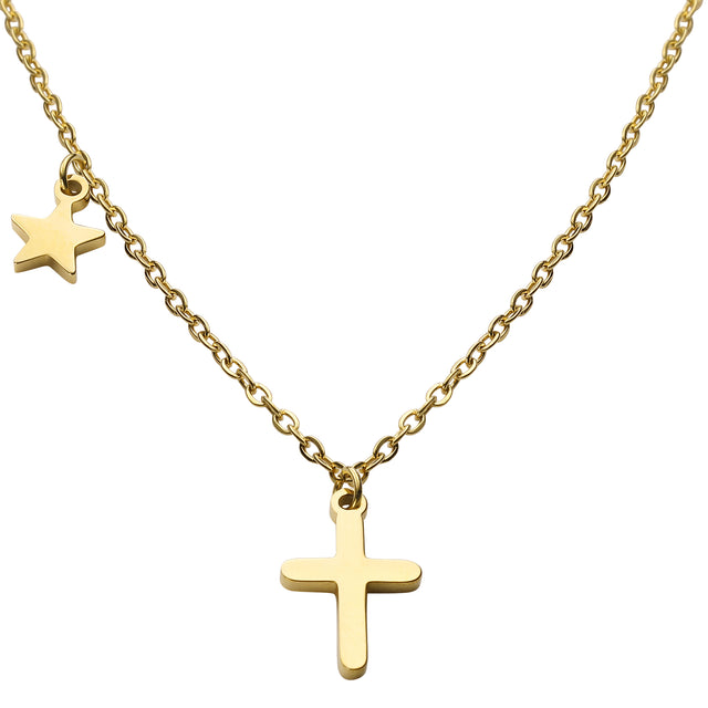 Collar y Dije de Acero Inoxidable Enso Para Mujer EJN3396G Dorado