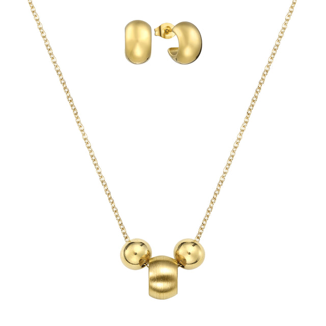 Set De Aretes y Collar de Acero Inoxidable Enso para Dama EJS3322G Dorado