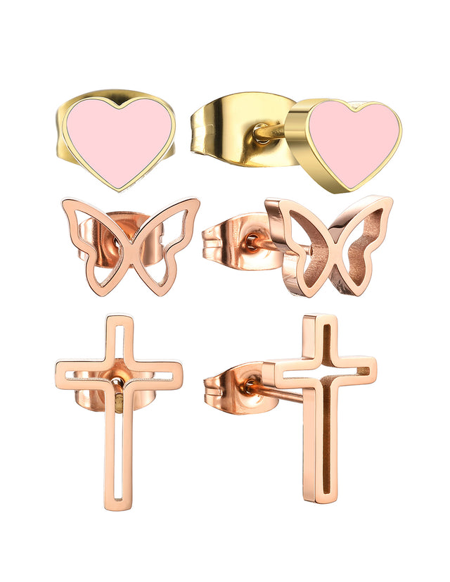 Set de Aretes Enso Acero Inoxidable Mujer EJS3338R color Oro Rosa