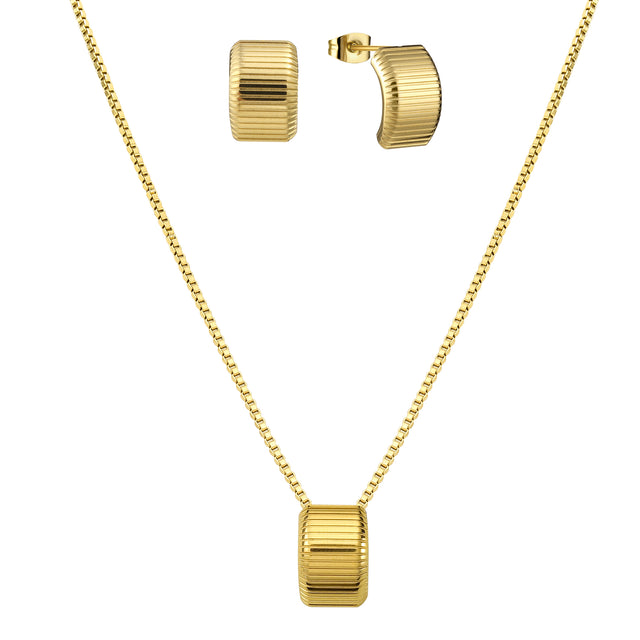 Set de Collar y Aretes Acero Inoxidable Enso Para Mujer EJS3375G Dorado