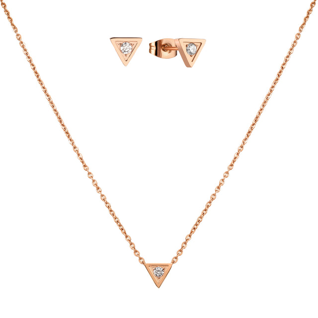 Set de Collar y Aretes Acero Inoxidable Enso Para Mujer EJS3379R Rosado