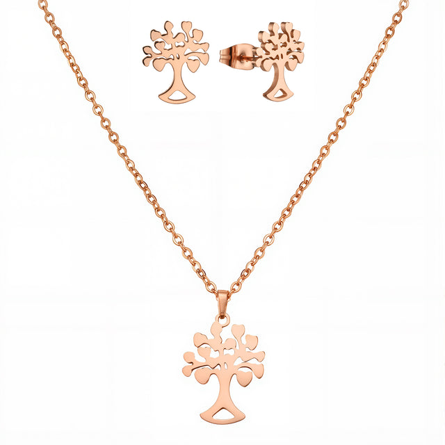 Set de Collar y Aretes de Acero Inoxidable Enso Para Mujer EJS3403R