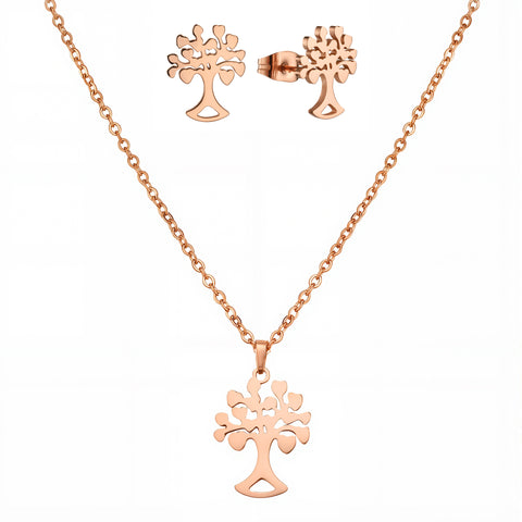 Set de Collar y Aretes de Acero Inoxidable Enso Para Mujer EJS3403R