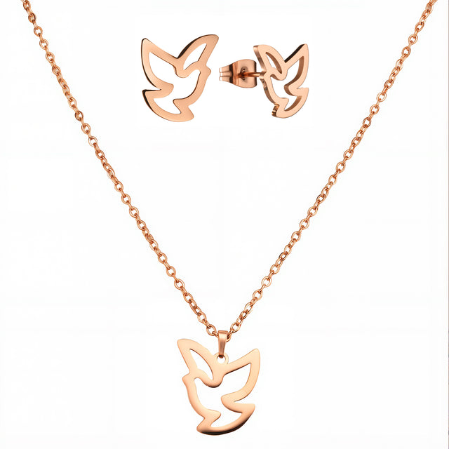 Set de Collar y Aretes de Acero Inoxidable Enso Para Mujer EJS3407R