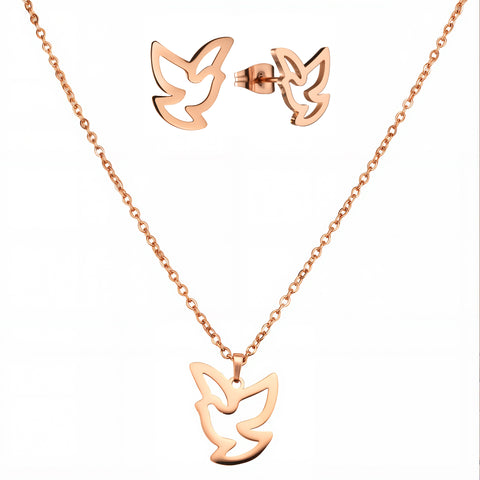 Set de Collar y Aretes de Acero Inoxidable Enso Para Mujer EJS3407R