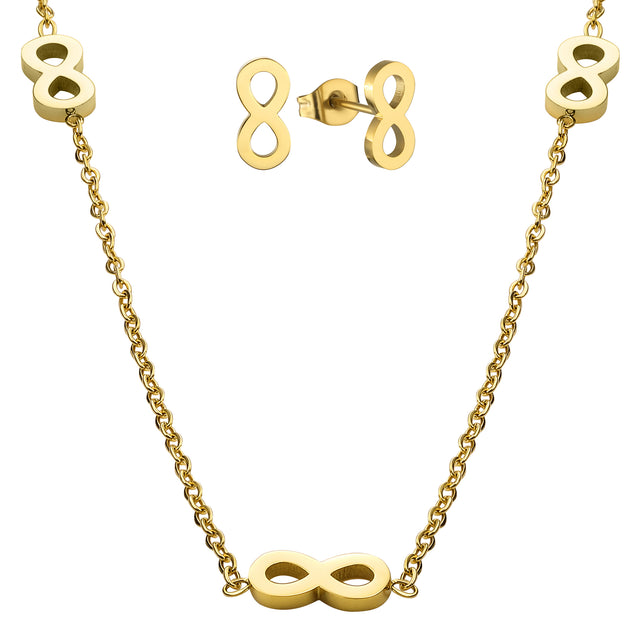 Set de Collar y Aretes de Acero Inoxidable Enso Para Mujer EJS3408G Dorado