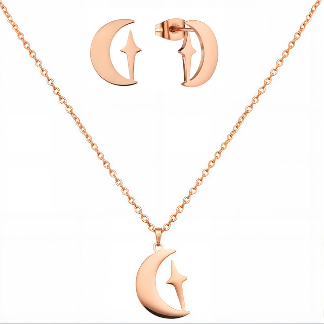 Set de Collar y Aretes de Acero Inoxidable Enso Para Mujer EJS3412R