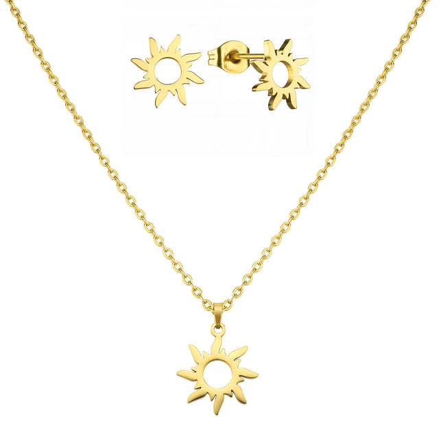 Set de Collar y Aretes de Acero Inoxidable Enso Para Mujer EJS3414G Dorado