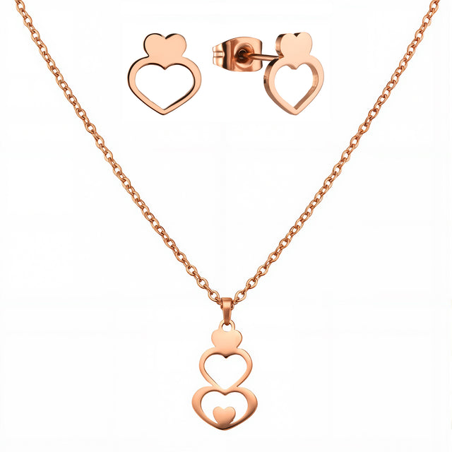 Set de Collar y Aretes de Acero Inoxidable Enso Para Mujer EJS3415R