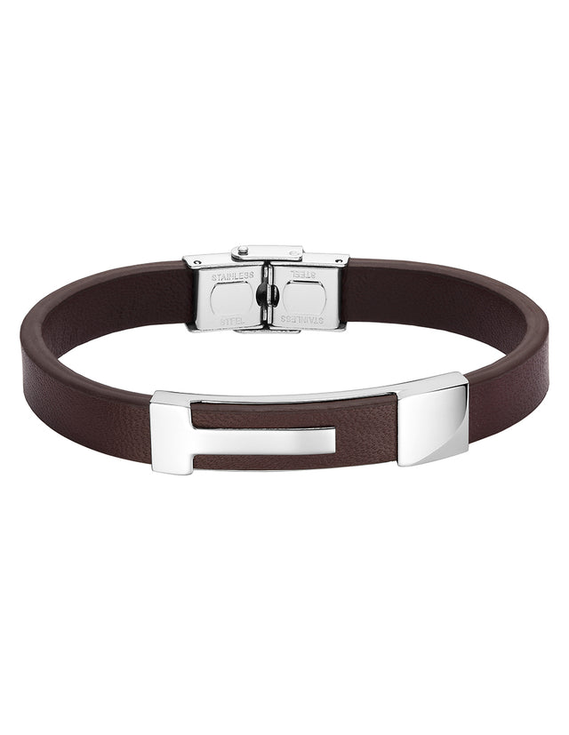 Pulsera Enso Piel Genuina Para Hombre EMB144BR Color Café