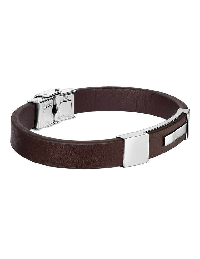 Pulsera Enso Piel Genuina Para Hombre EMB144BR Color Café